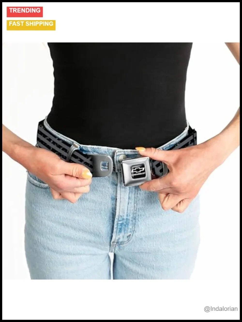 GM Licensed Seatbelt Belt Adjustable Polyester Buckle Belt Unisex